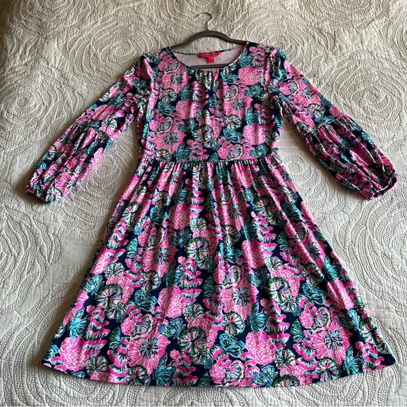 NWOT - Lilly Pulitzer - Auralia Dress - Oyster Bay Navy Shroom With A View - Picture 10 of 13